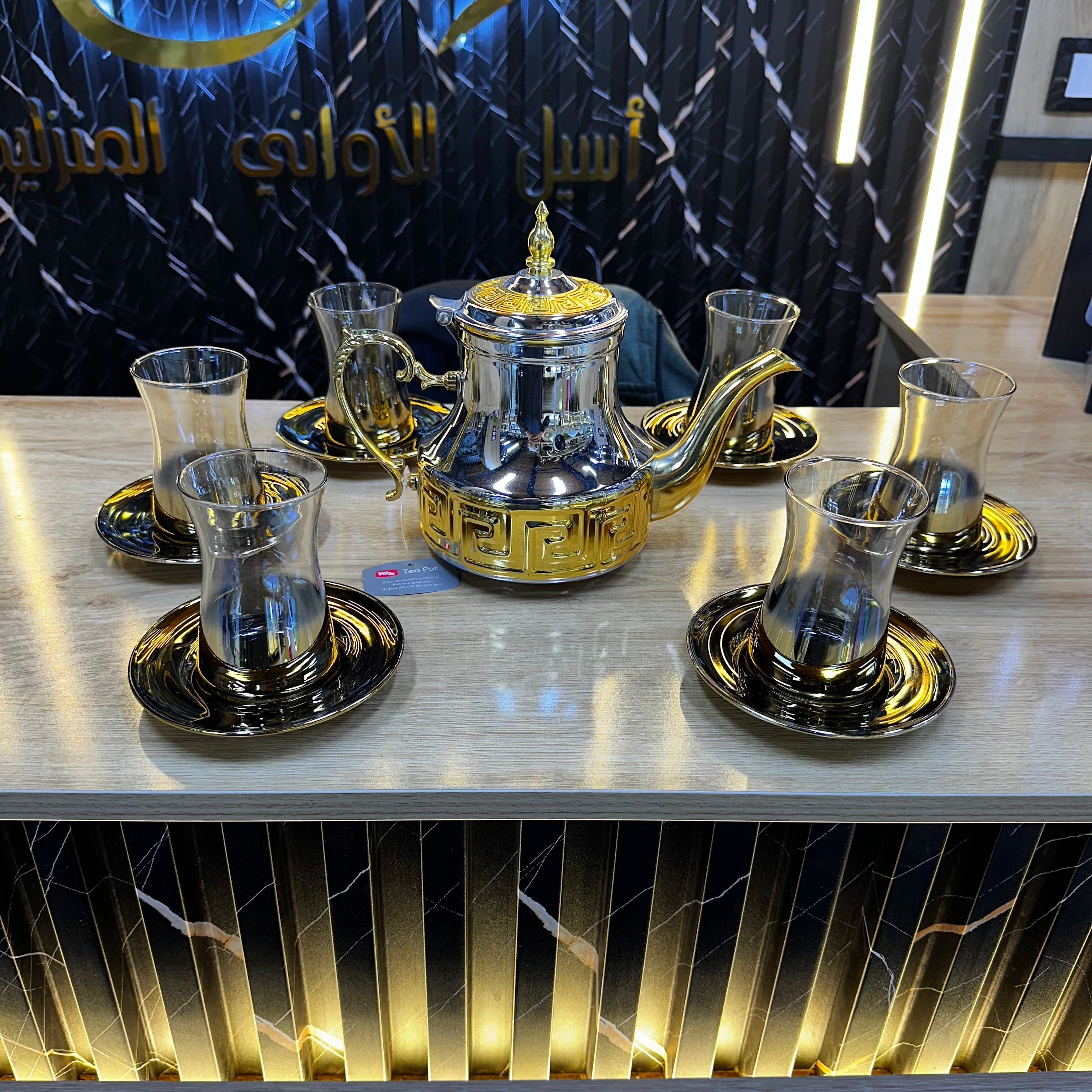 🌙 طقم شاي رمضاني فاخر بلمسة ذهبية ⭐